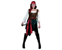 Pirate Woman role-play set for adult (headband, corset, shirt, skirt,belt), one size