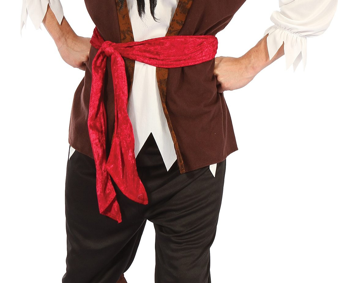 Pirate Man role-play set for adult (shirt with vest, pants with boot tops,belt, headpiece), one size