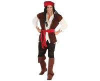 Pirate Man role-play set for adult (shirt with vest, pants with boot tops,belt, headpiece), one size