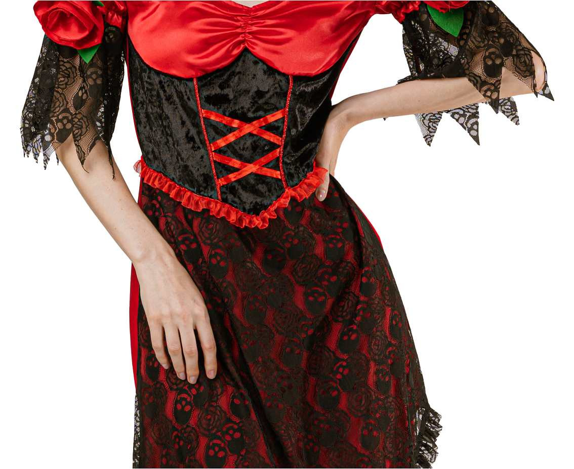 Spanish role-play set for adult (headpiece,dress), size S EOL
