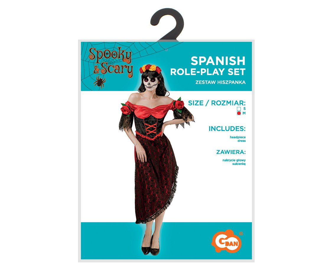 Spanish role-play set for adult (headpiece, dress), size M EOL