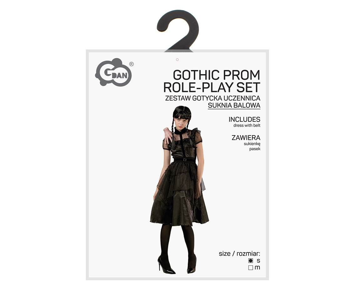 Gothic Prom role-play set for adult (black dress with belt), size S