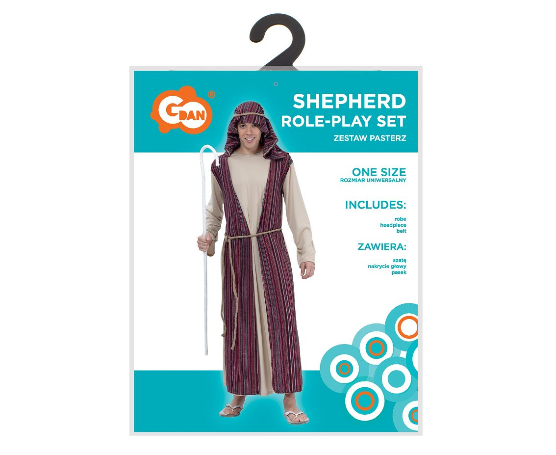 Shepherd role-play set for adult (robe, headpiece, belt), one size