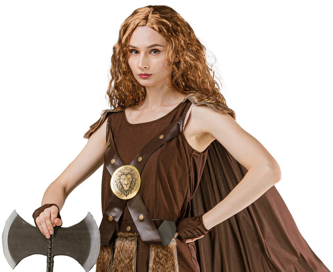 Viking Lady role-play set for adult (dress with attached cape, cuffs, leg guards), size S