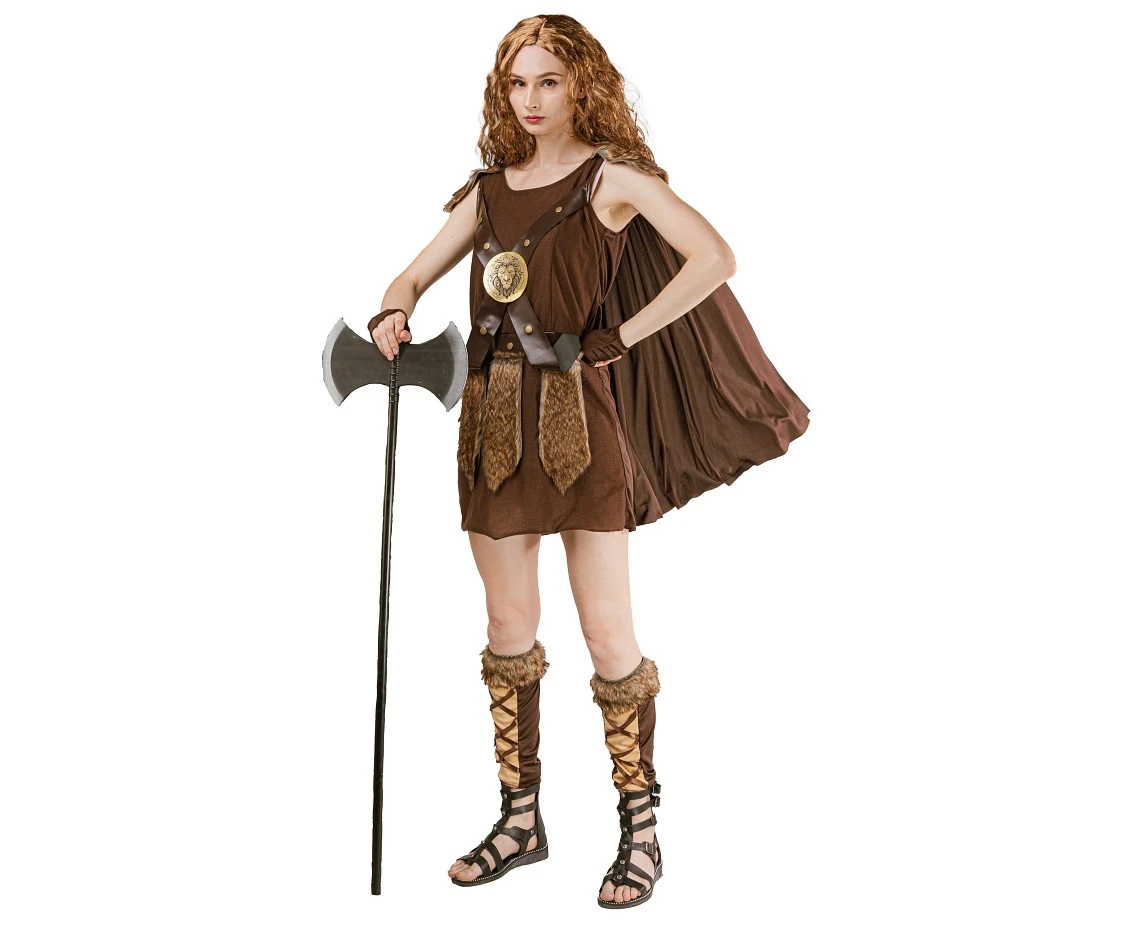 Viking Lady role-play set for adult (dress with attached cape, cuffs, leg guards), size M EOL