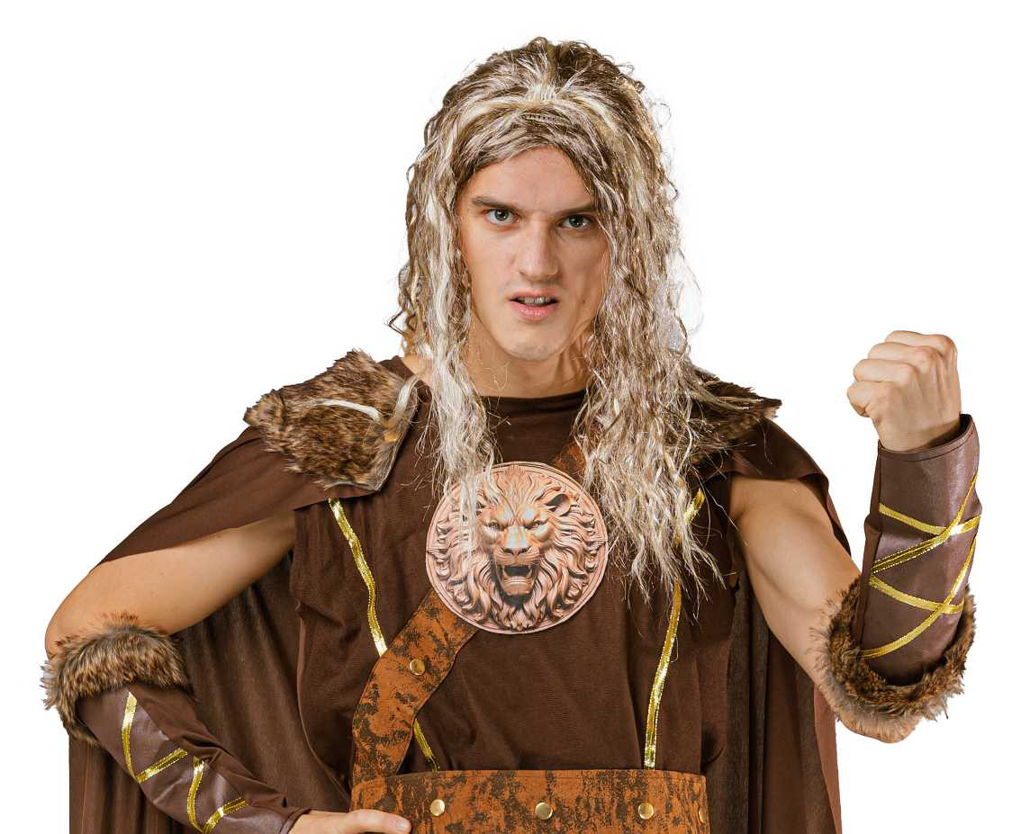 Viking warrior role-play set for adult (Cape, shirt, skirt, belt, arm and leg guards), size L