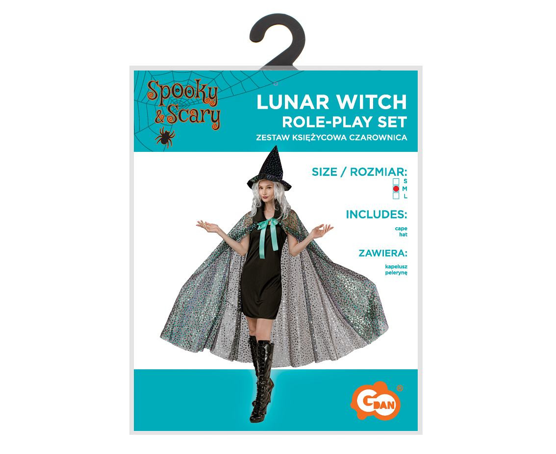 Lunar Witch role-play set for adult (cape,hat), size M
