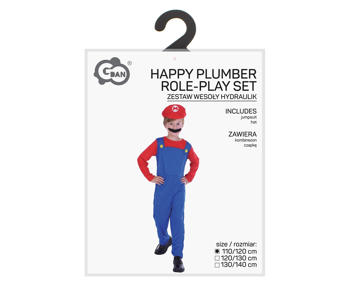 Happy Plumber role-play set for kids (jumpsuit, hat), size 110/120 cm