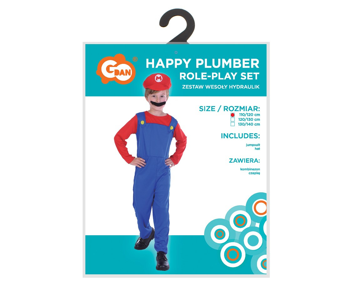Happy Plumber role-play set for kids (jumpsuit, hat), size 110/120 cm