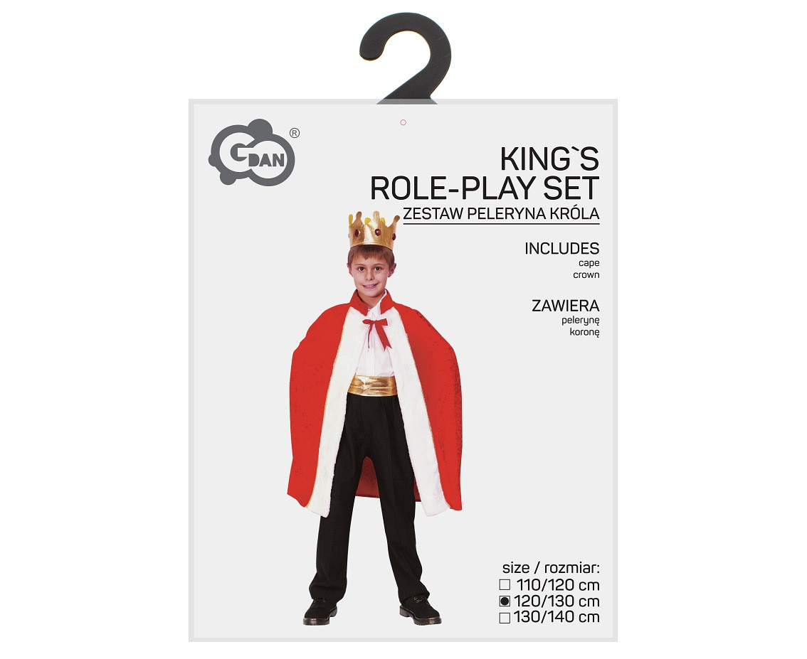 King`s role-play set for kids (cape, crown), size 120/130 cm
