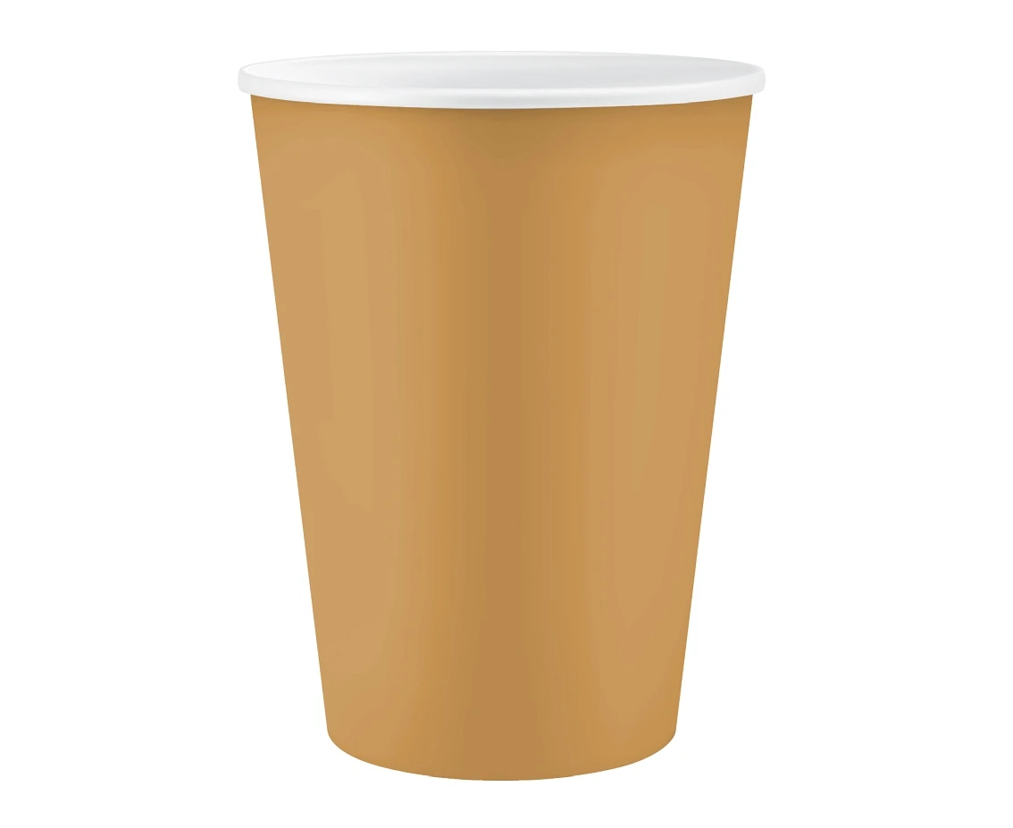 Paper cups solid colour gold, 250ml / 6pcs EOL