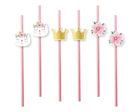 Paper straws pink Cat, 6x197mm/ 6pcs EOL