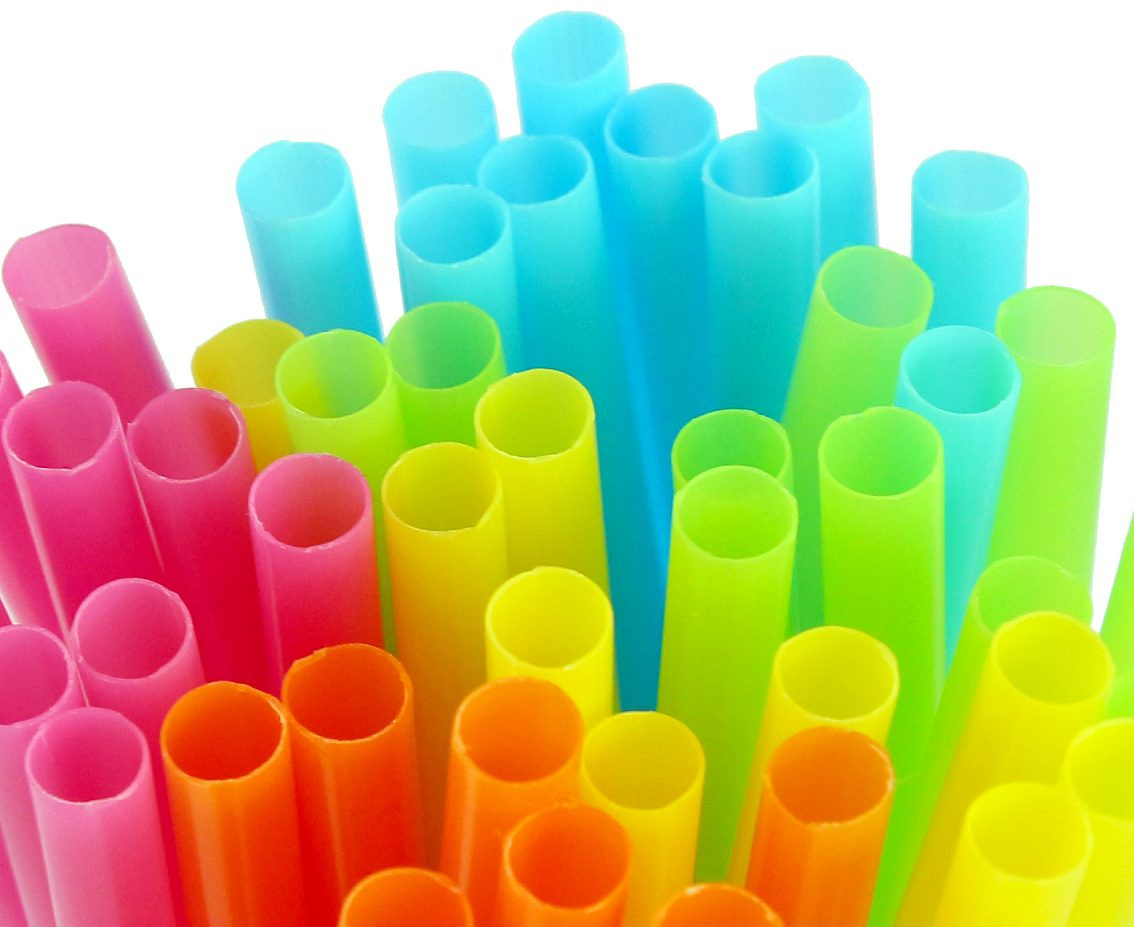 Reusable plastic straws (flexible), mix color  5x210mm/ 500 pcs