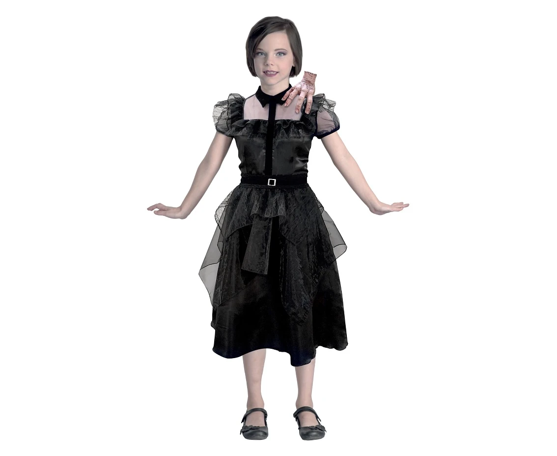 Gothic Prom role-play set for kids (black dress with belt), size 120/130 cm