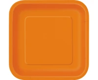 Paper plates, orange, 23 cm, square, 14 cm