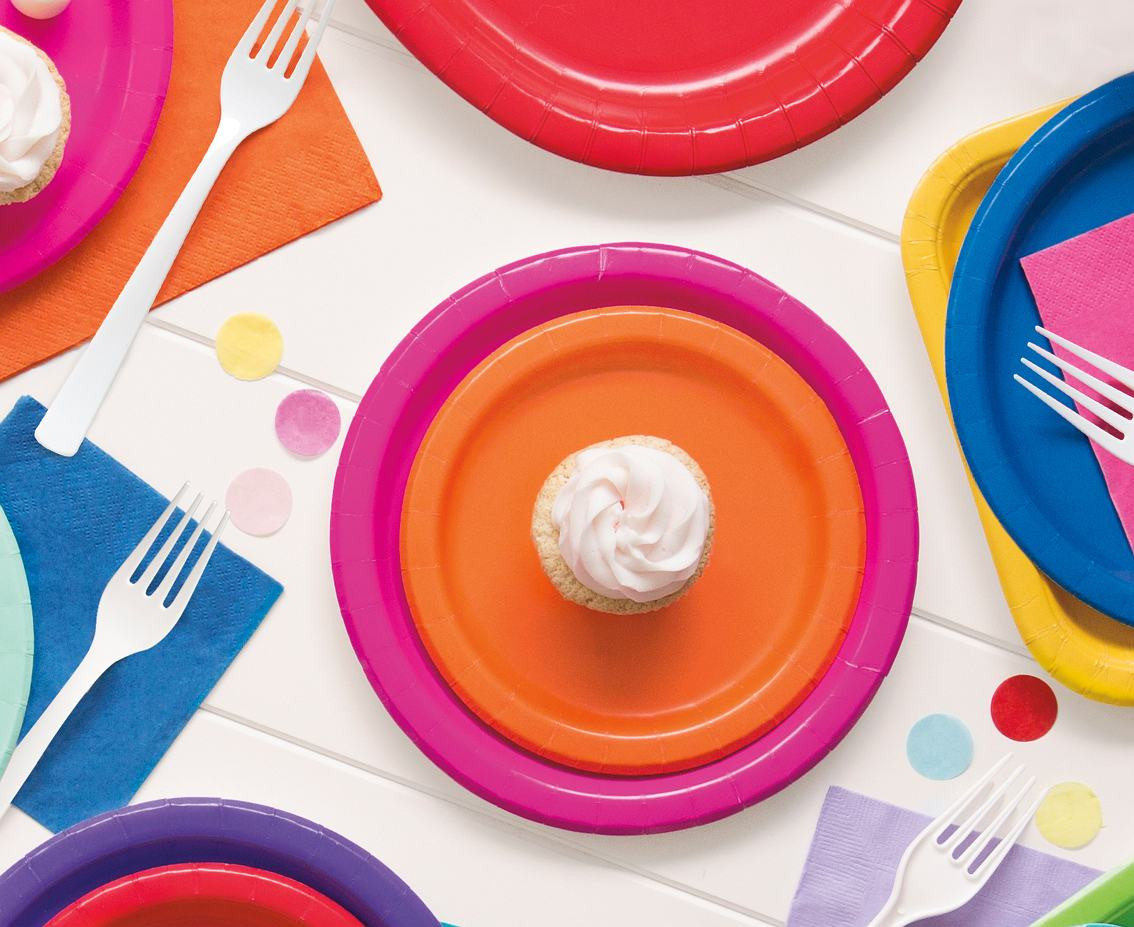 Paper plates, orange, 18 cm, 8 pcs