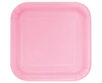 Paper plates, pastel pink, square, 16 pcs