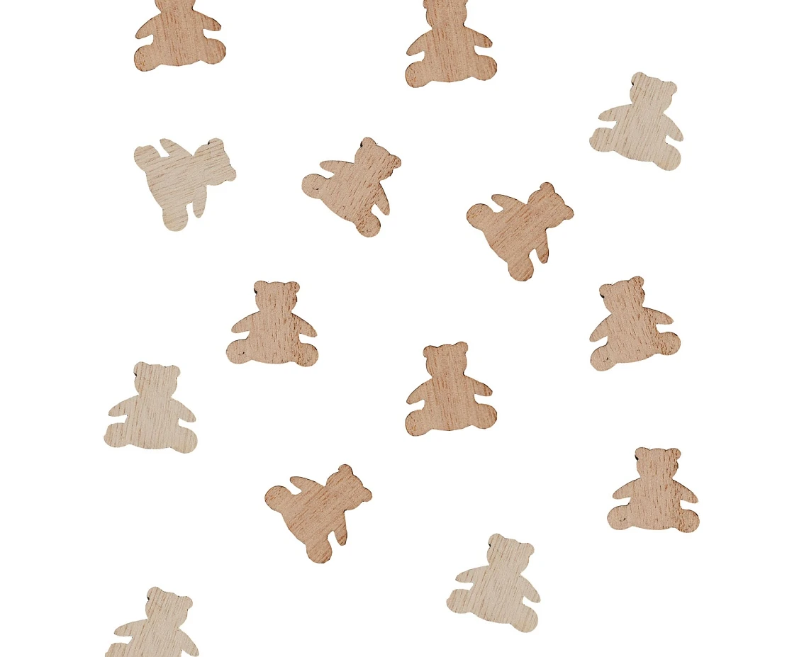 Wooden confetti Teddy Bear (2.5x2.5 cm), 13g EOL