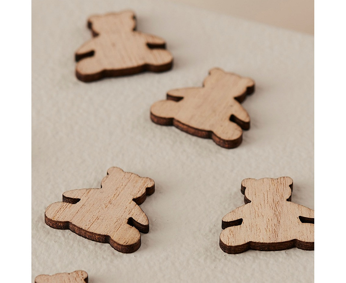 Wooden confetti Teddy Bear (2.5x2.5 cm), 13g EOL