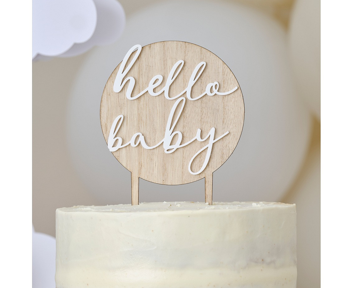 Cake decoration Hello Baby, wood EOL