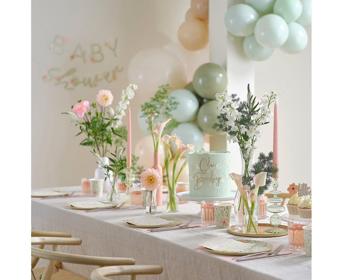 Napkins Floral Hello Baby, 33 x 33 cm, 17 pcs EOL