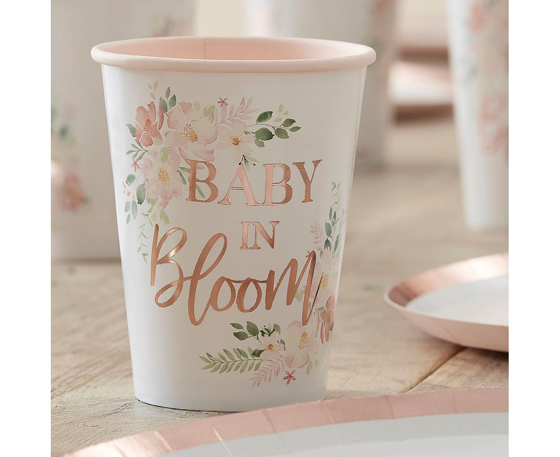 Paper cups Floral baby in bloom, 266 ml, 8 pcs EOL