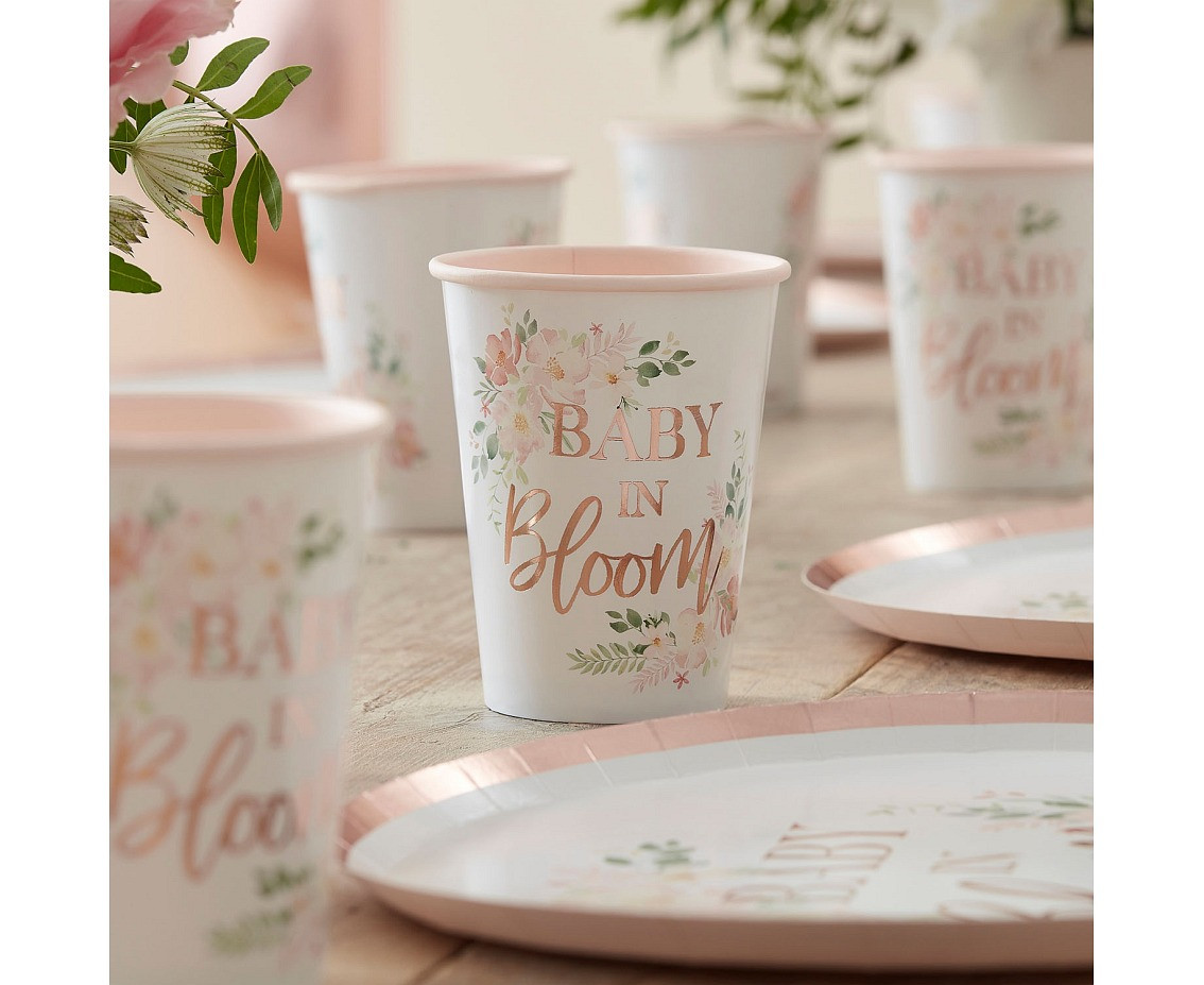 Paper cups Floral baby in bloom, 266 ml, 8 pcs EOL