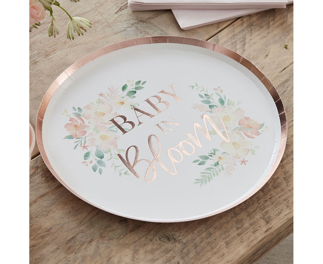 Paper plates Baby in Bloom, 24 cm, 8 pcs EOL