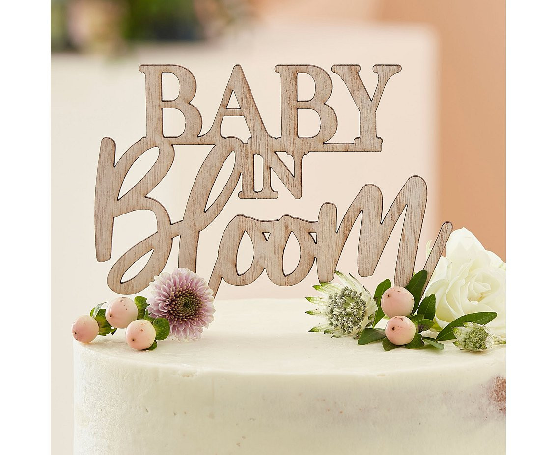 Cake topper Baby in Bloom, wooden , 19 x 14 cm. EOL