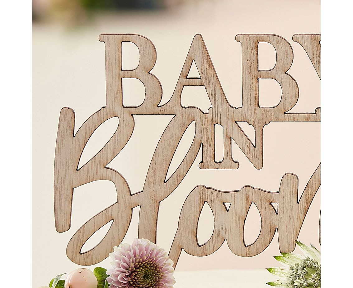 Cake topper Baby in Bloom, wooden , 19 x 14 cm. EOL