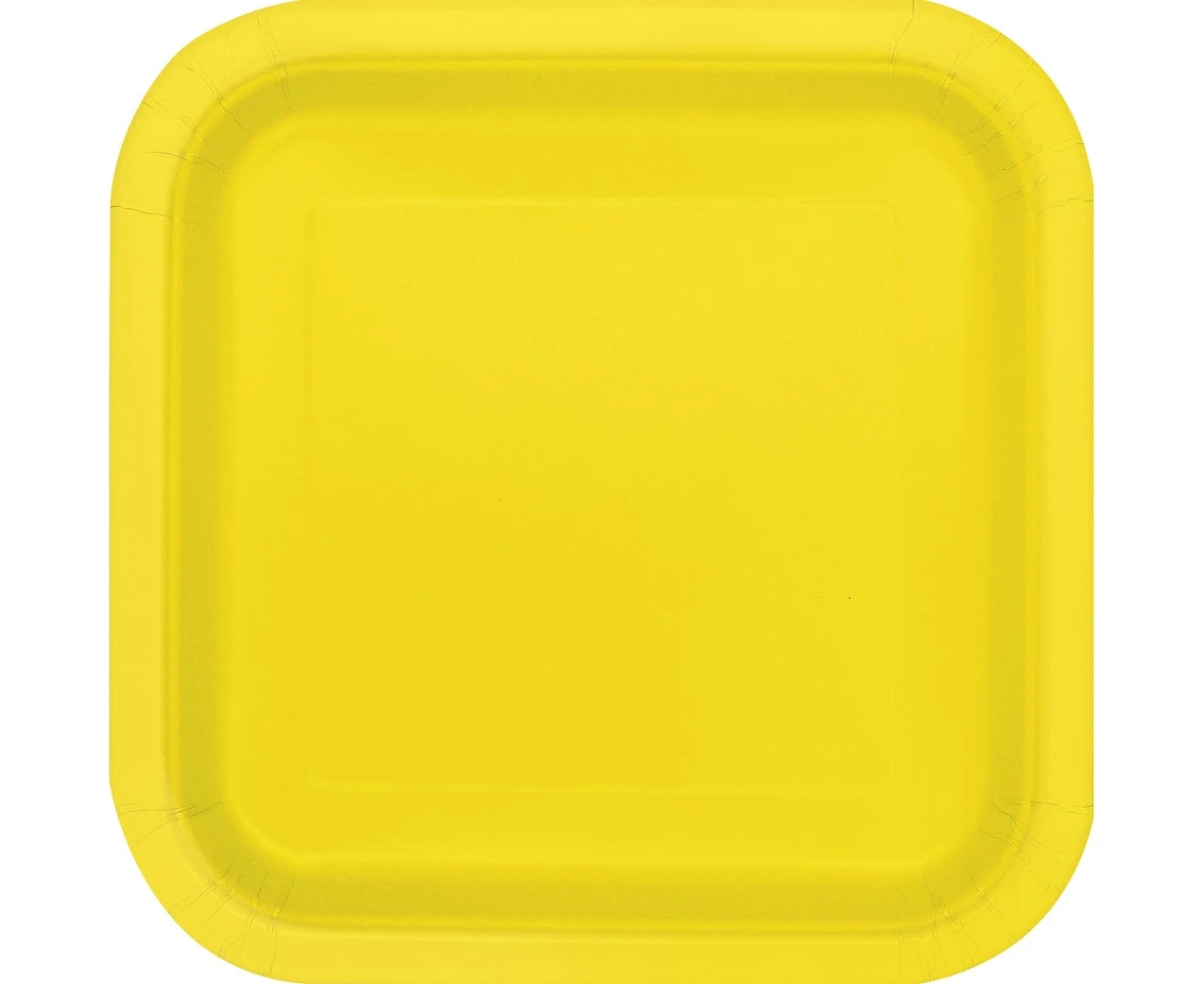 Paper plates , yellow , 18 cm, square, 16 pcs