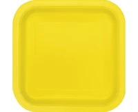 Paper plates , yellow , 18 cm, square, 16 pcs