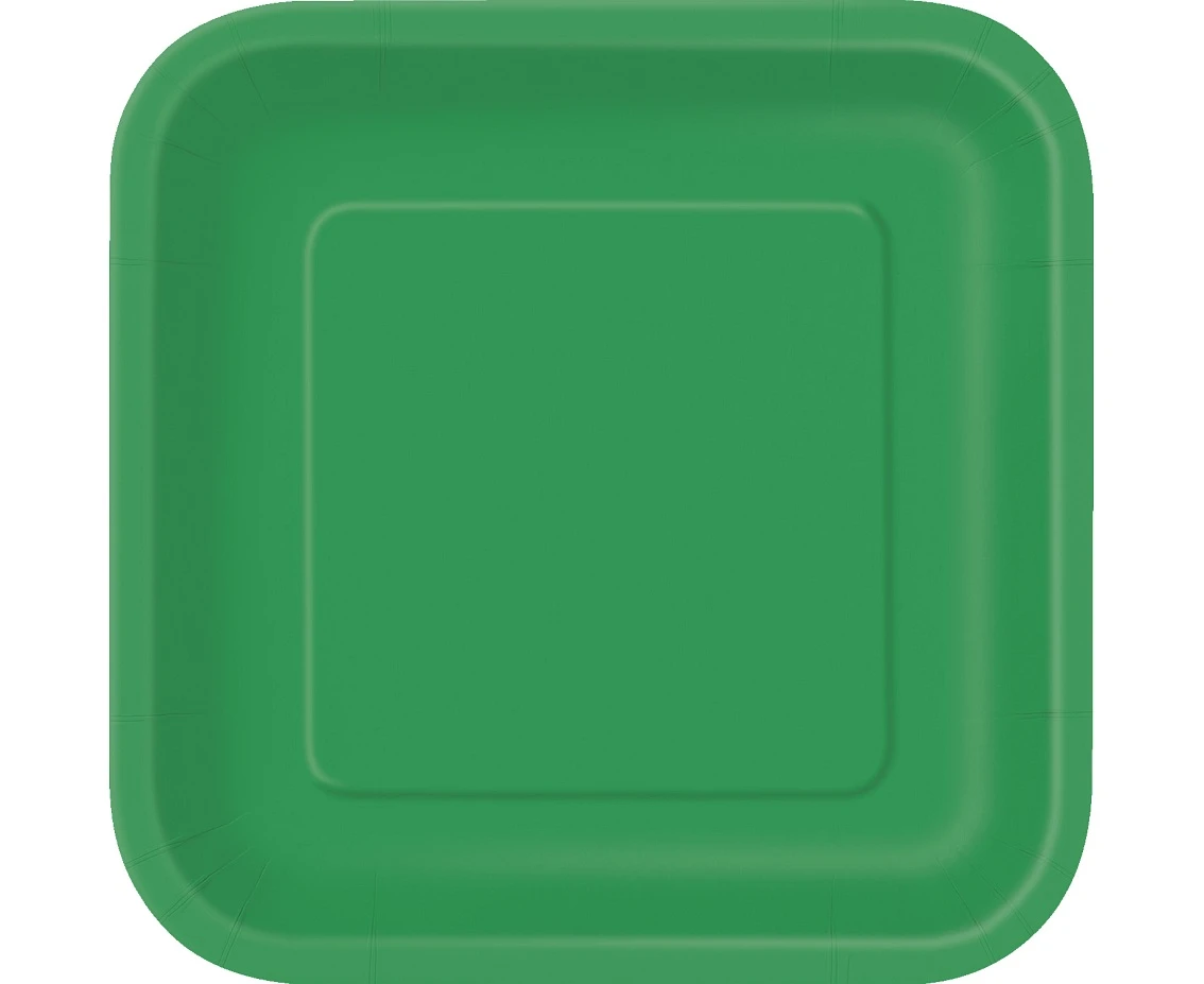 Paper plates, emerald green, 18 cm, square , 16 pcs