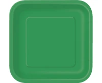 Paper plates, emerald green, 18 cm, square , 16 pcs