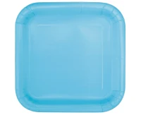 Paper plates, light blue, 23 cm, square , 14 pcs