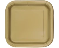 Paper plates, gold, 23 cm, square, 14 pcs.
