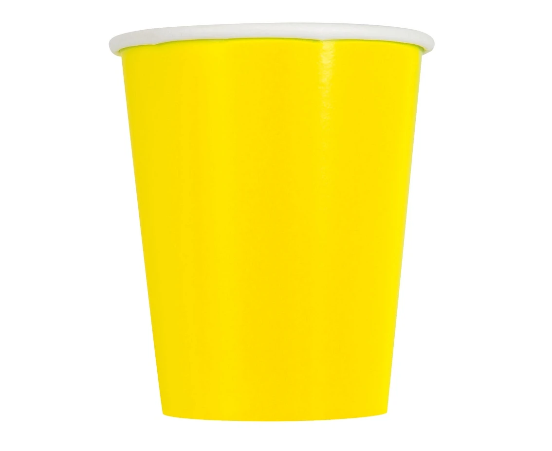 Paper cups, yellow, 270 ml, 8 pcs