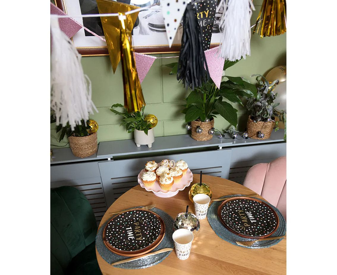 Disco ball cup with straw gold, 650 ml