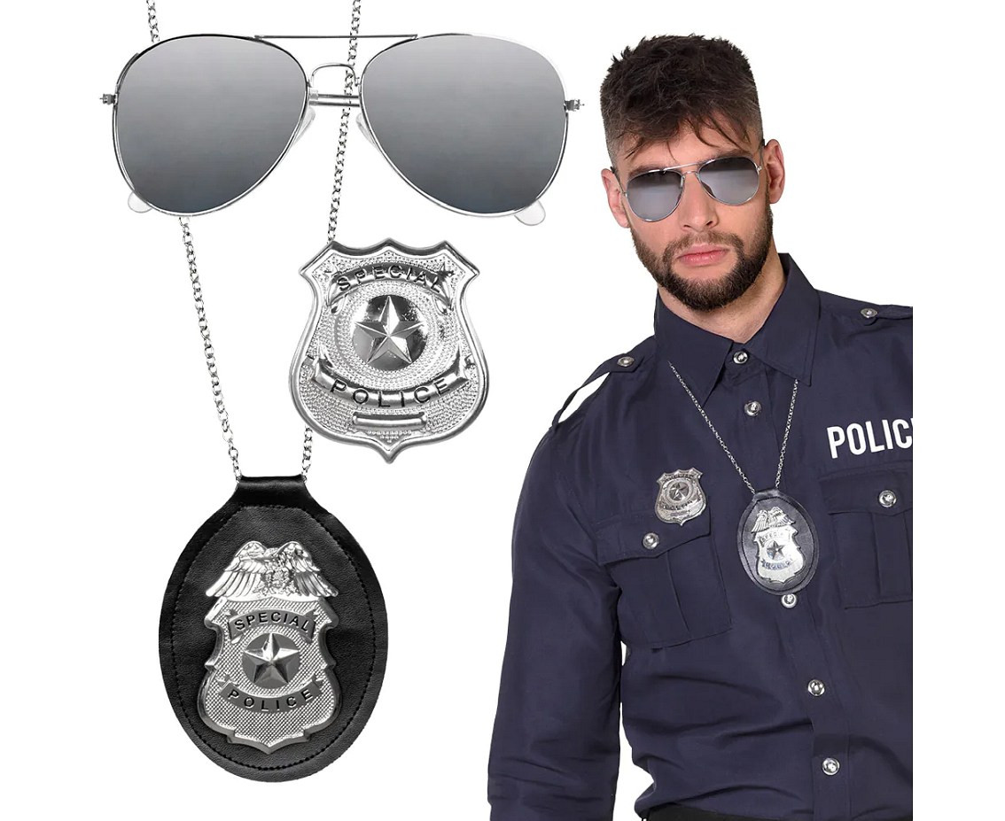 Set for adults Policeman (glasses, necklace, badge)