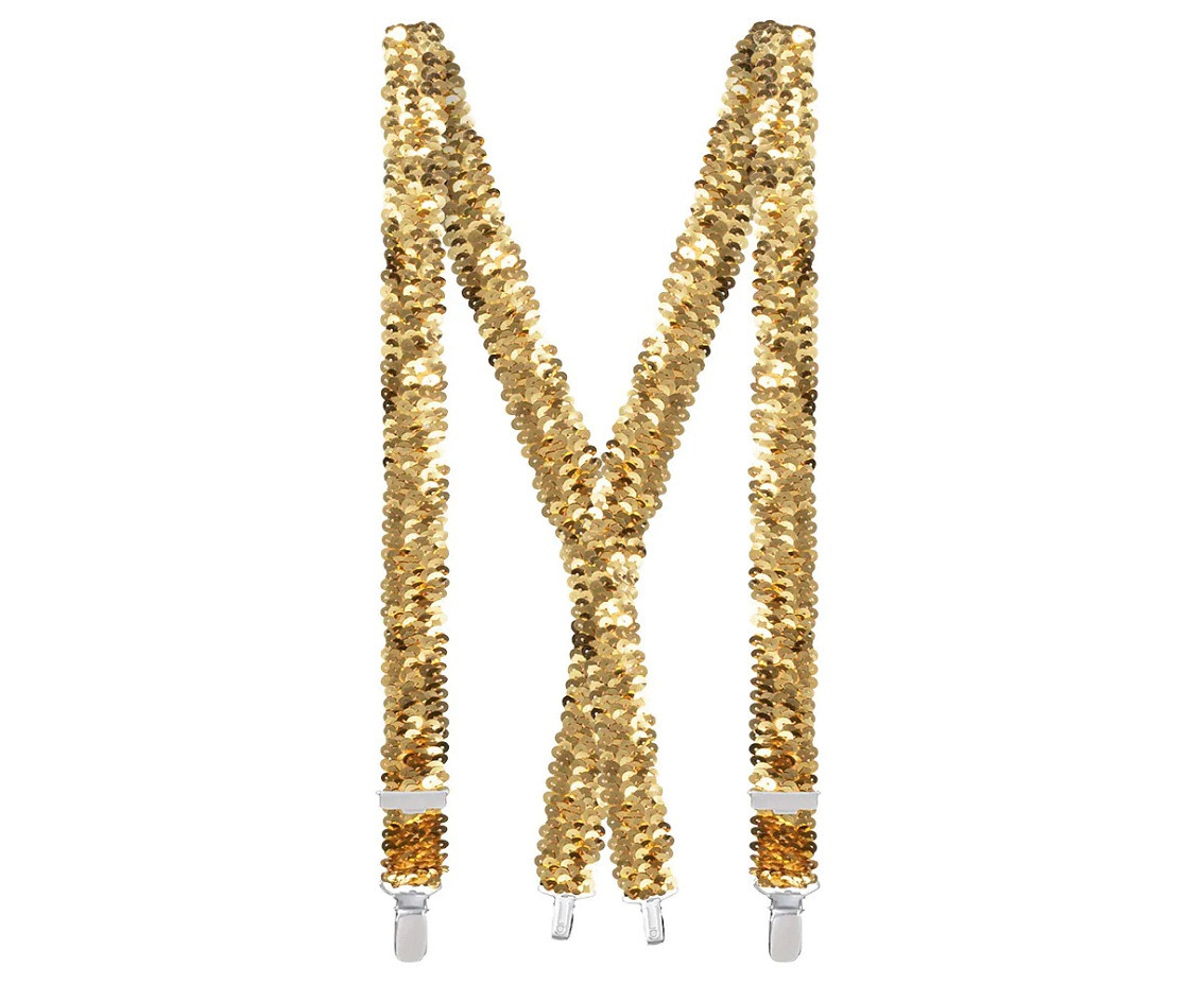Accessory set gold (party glasses, bow tie and suspenders)
