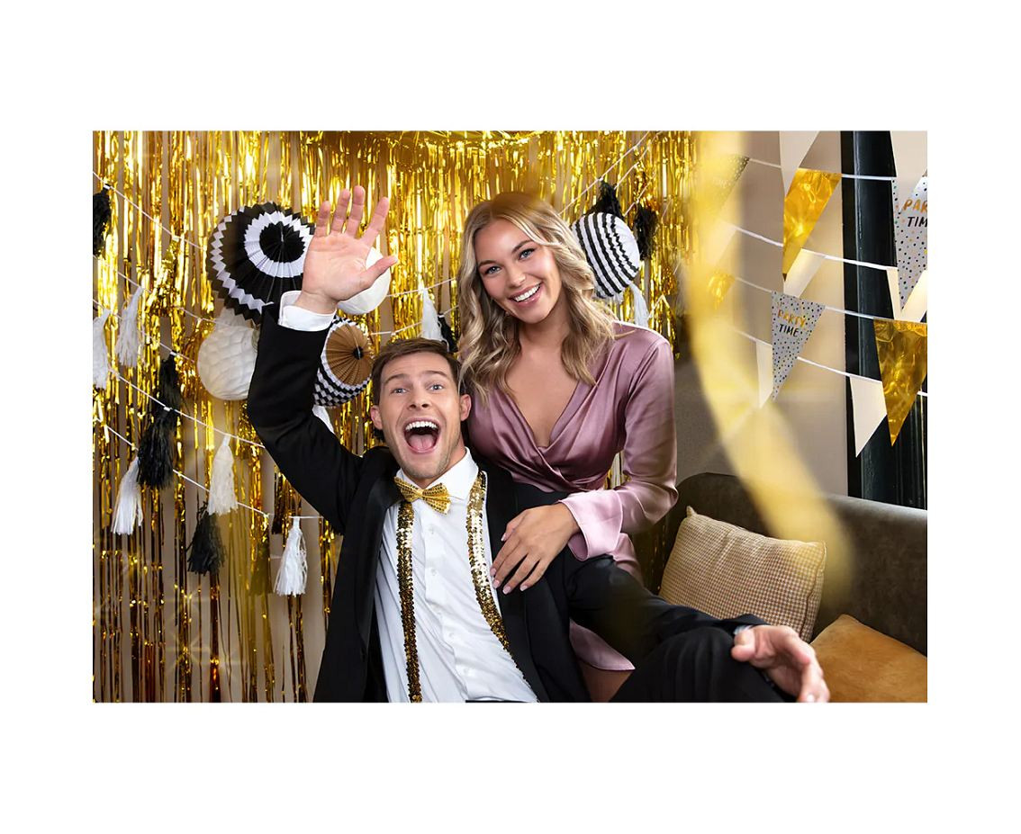 Accessory set gold (party glasses, bow tie and suspenders)