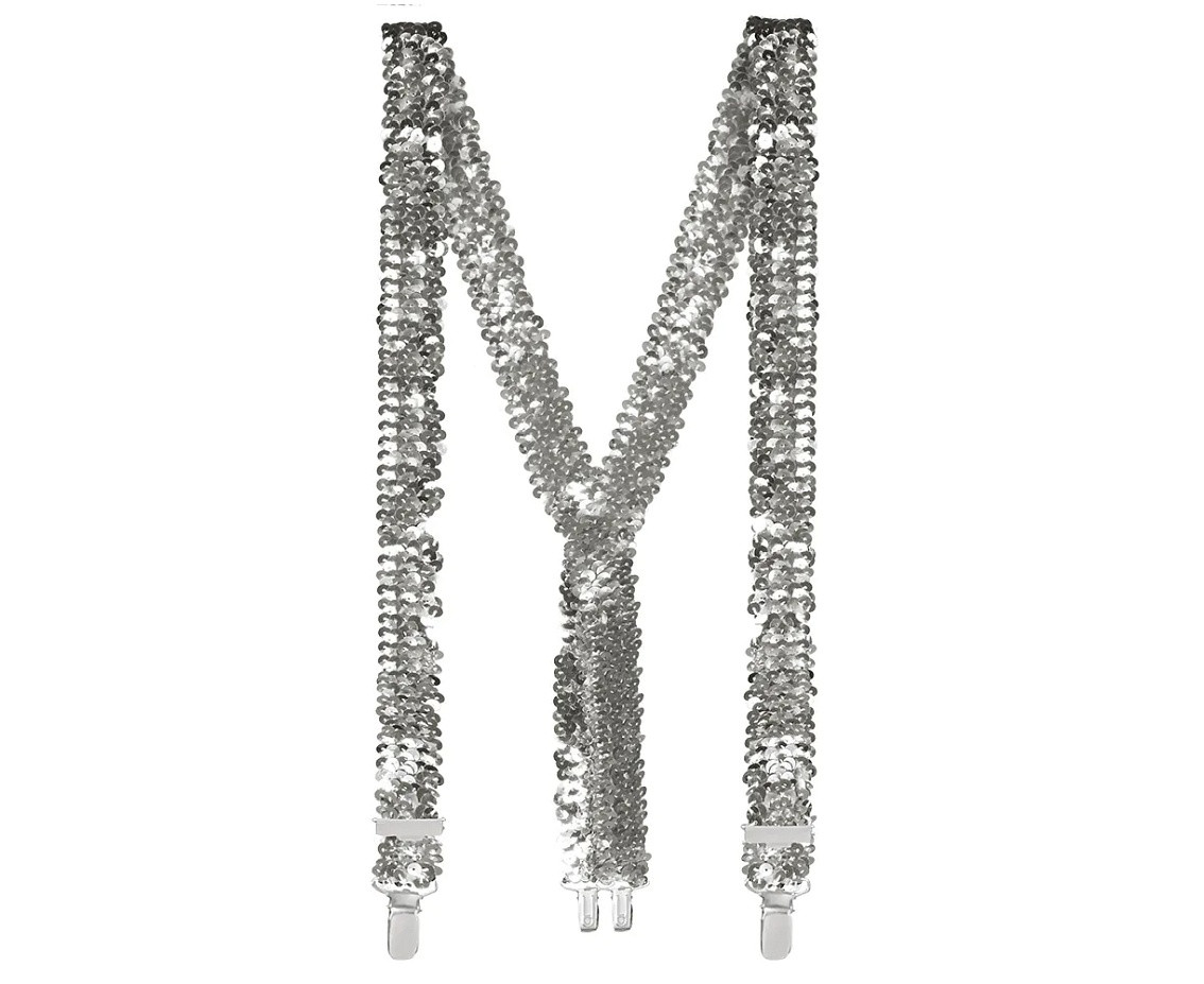 Accessory set silver (party glasses, bow tie and suspenders)