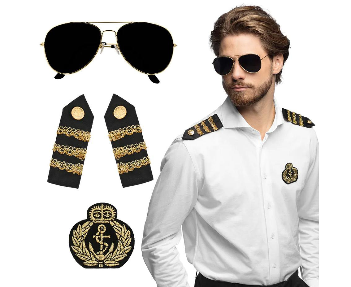 Adult Set Captain (party glasses, badge and shoulder pieces)