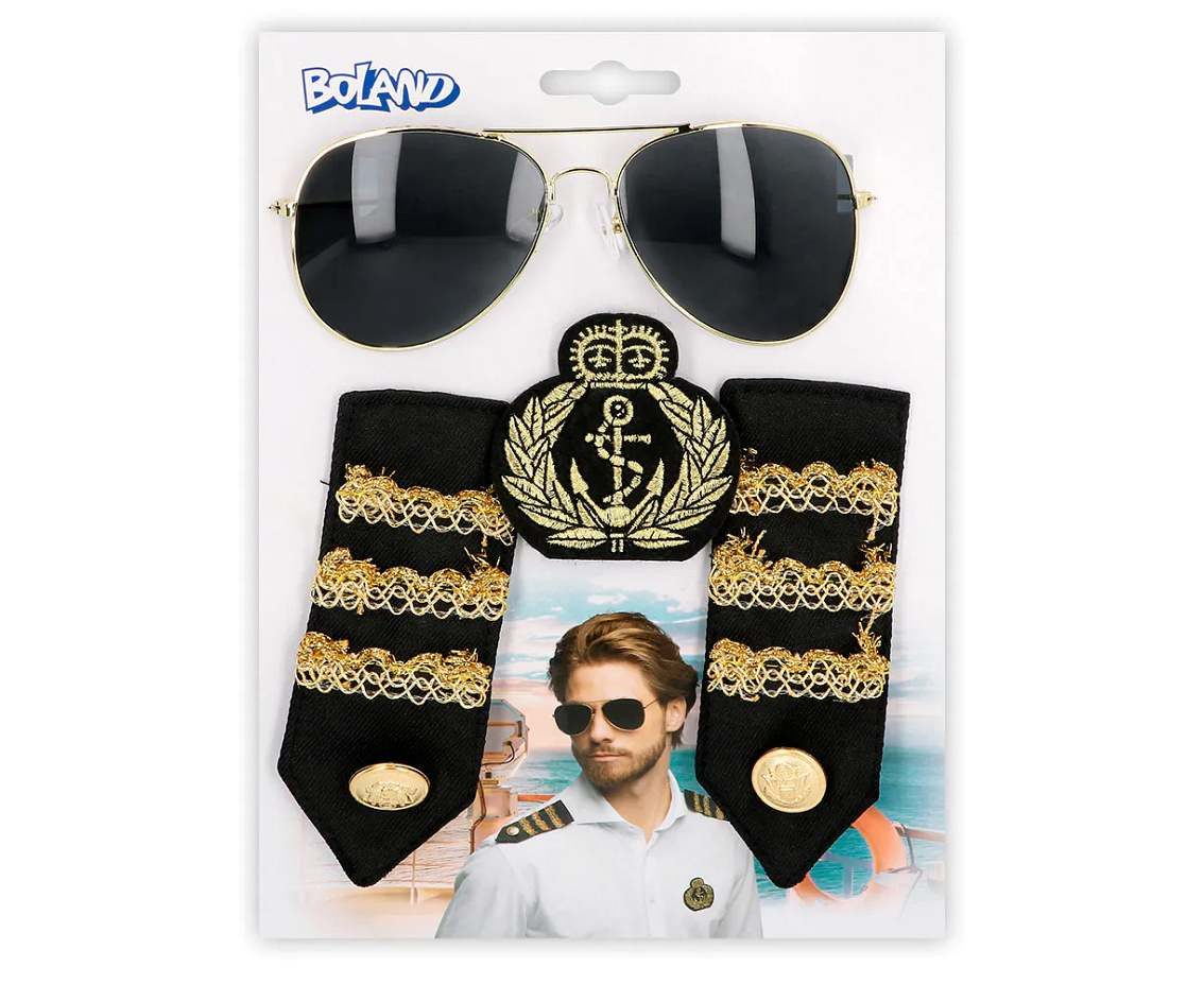 Adult Set Captain (party glasses, badge and shoulder pieces)
