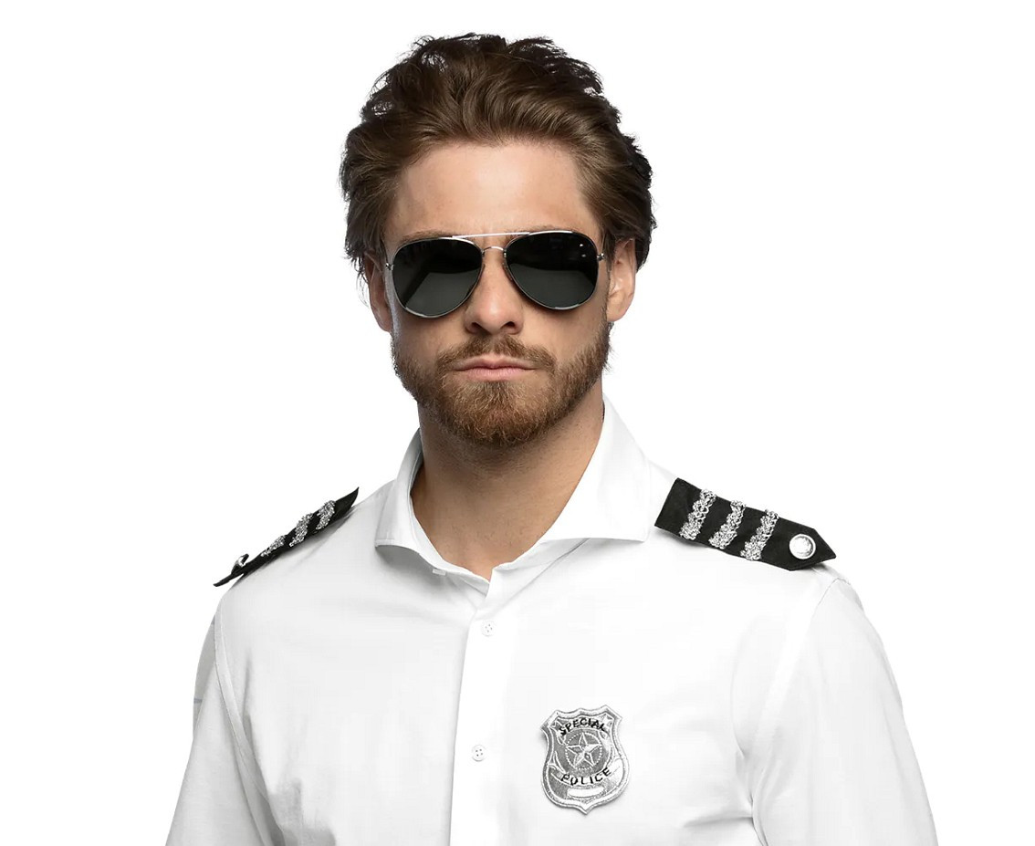 Adult Set Police man (party glasses, badge and shoulder pieces)