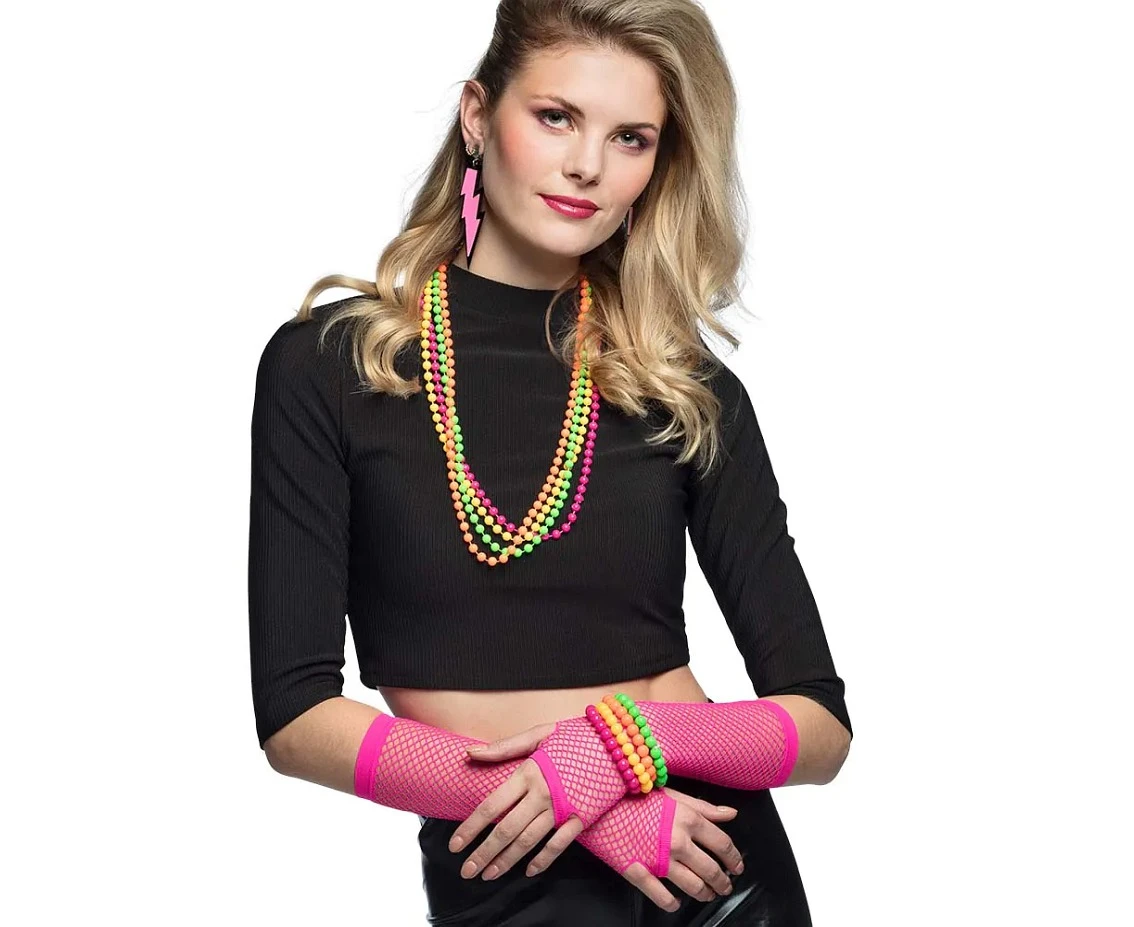 Adult Set 80's Retro (leg warmers, arm pieces, necklaces, bracelets and earrings)