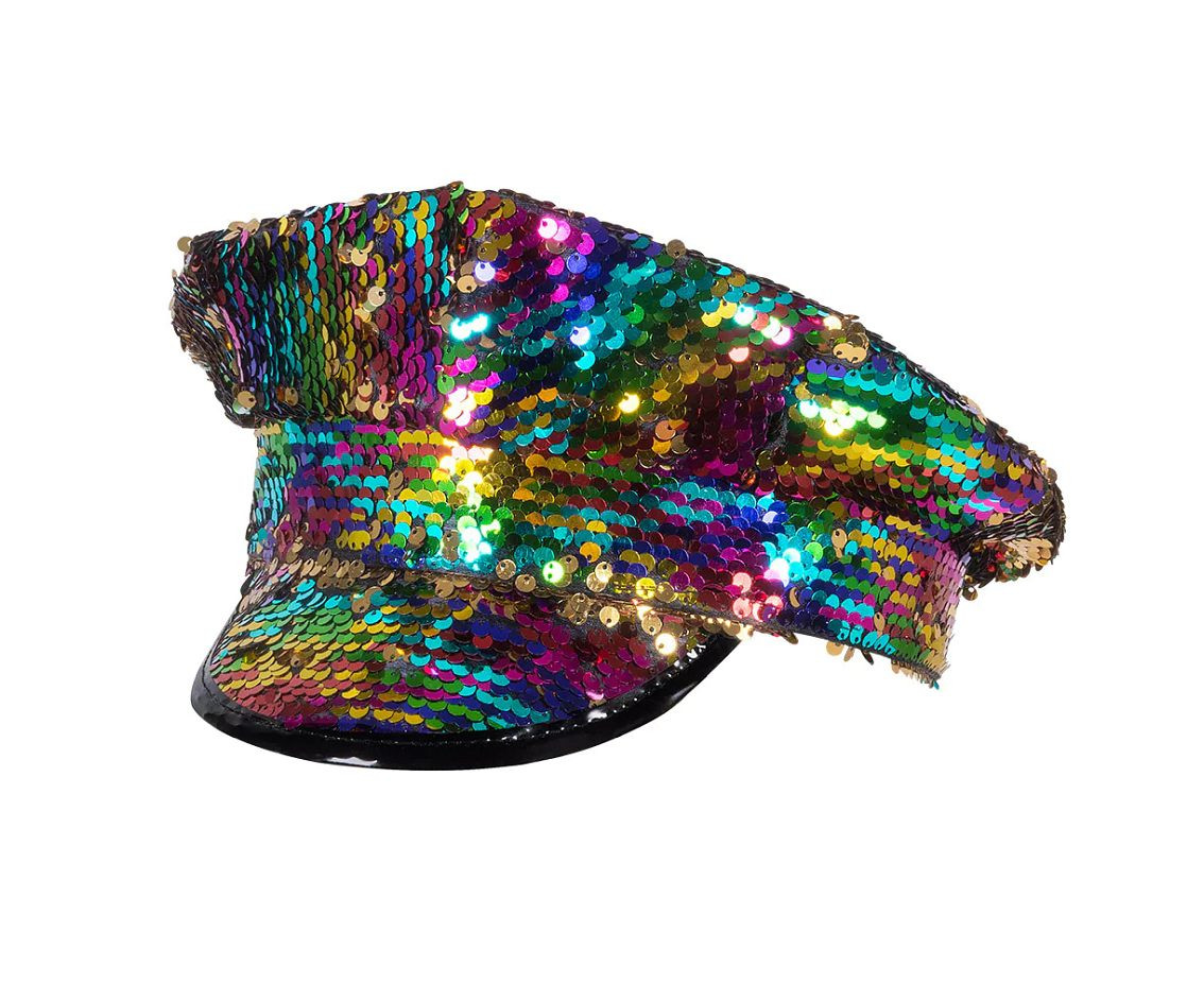 Adult Cap Captain Rainbow (reversible sequins rainbow/gold)