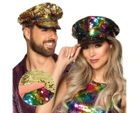 Adult Cap Captain Rainbow (reversible sequins rainbow/gold)