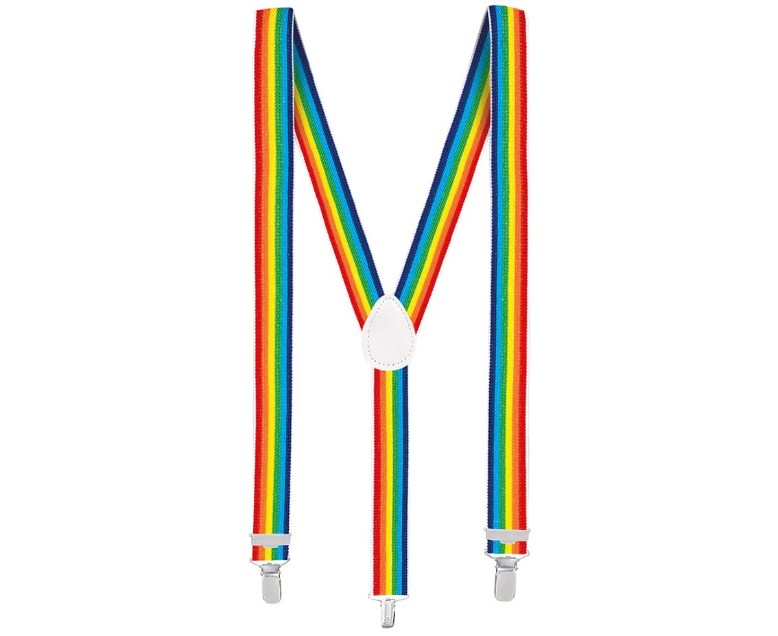 Accessory set rainbow (party glasses, bow tie and suspenders)
