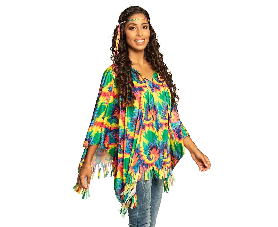 Poncho Hippie (poncho, headband), one size